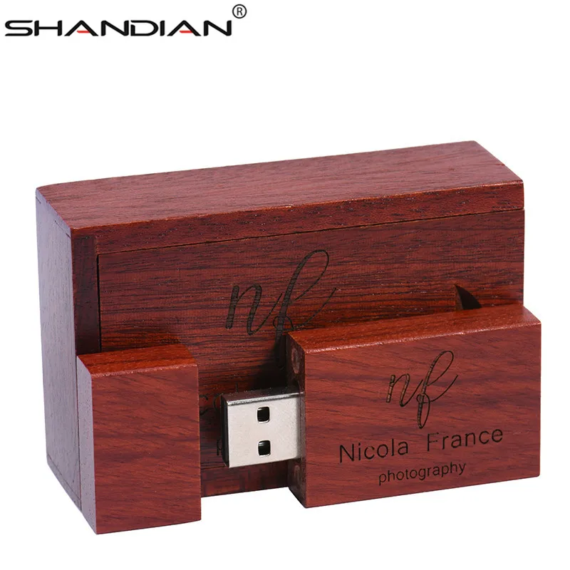 SHANDIAN USB 2 0 Деревянный Маленький Квадратный Блок + коробка флэш накопитель 64 ГБ 32 16 4
