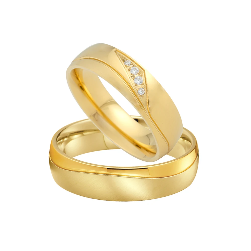 

Обручальные кольца для мужчин и женщин, 1 пара, высококачественные дизайнерские ювелирные изделия с покрытием из 18-каратного золота в Запад...