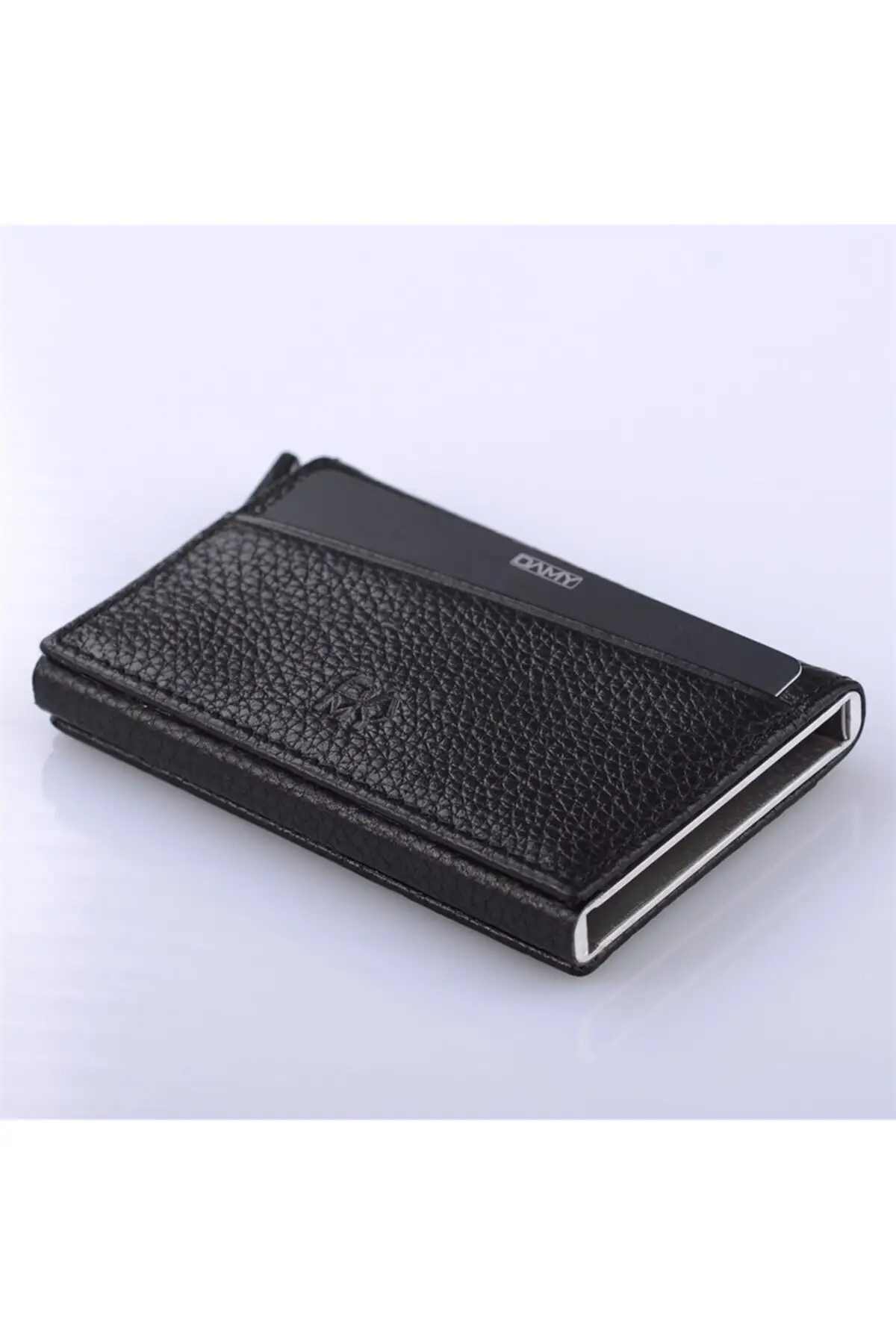 

612 mechanismed Leather Card Wallet Black