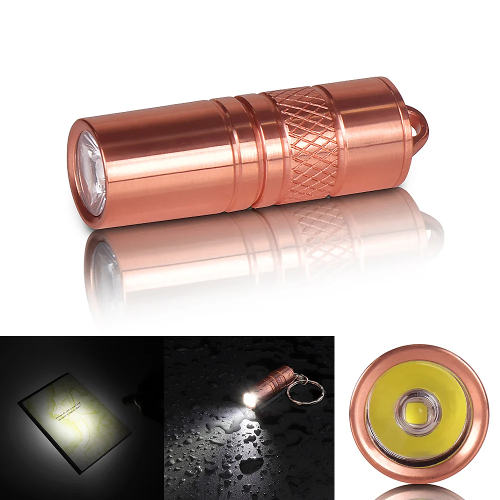 

SecurityIng Mini LED Light Flashlight Waterproof Portable 200 Lumens Torch Micro USB Charge 3.7V 10180 Battery Underwater 2M