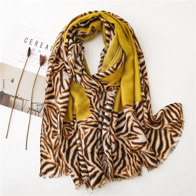 2019 Модный женский шарф из хлопка длинный Зебра шаль с принтом мусульманский