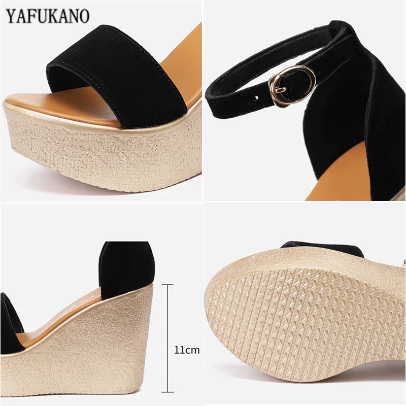 Летние женские босоножки на танкетке увеличивающие рост Босоножки с открытым