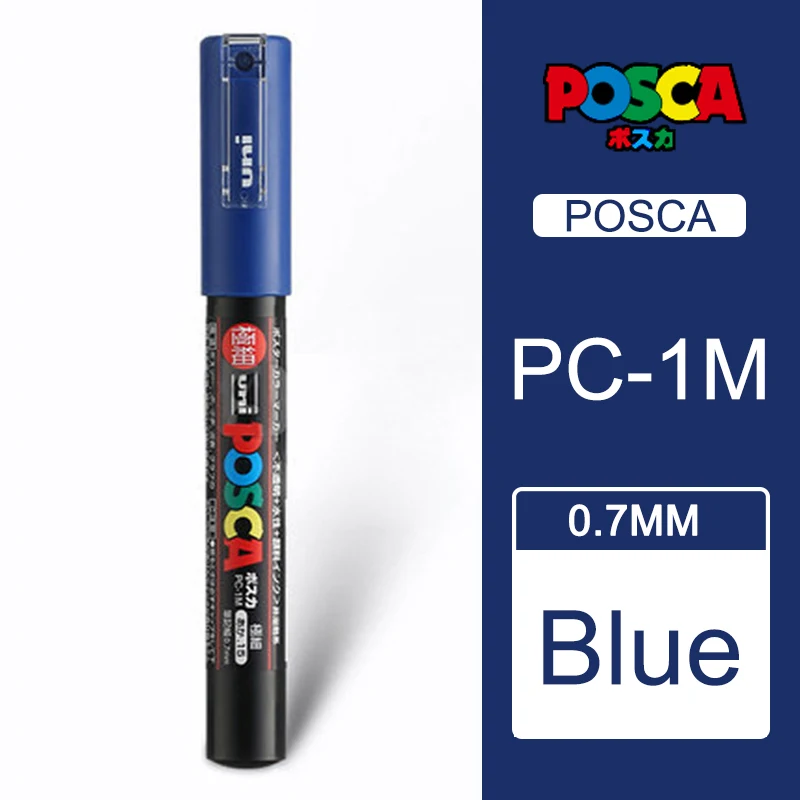 Blue 1 шт. Uni Posca Краска Маркер Mitsubishi постер цвет маркировки ручка Экстра тонкой точки PC-1M - Цвет: Blue