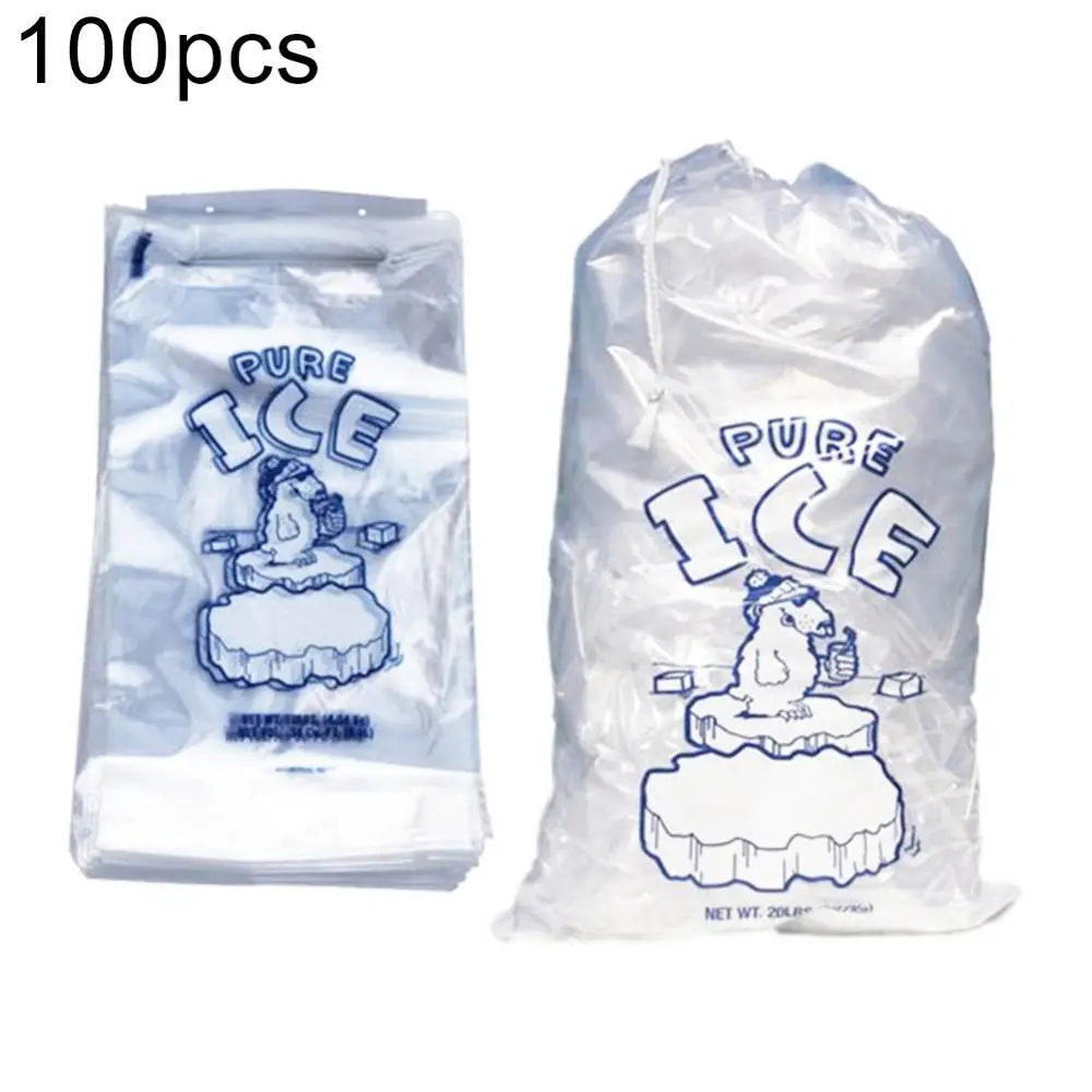 

40% Hot Sales!!! 100Pcs Drawstring Ice Bag Puncture Resistant Disposable Recyclable Freezer Pouch