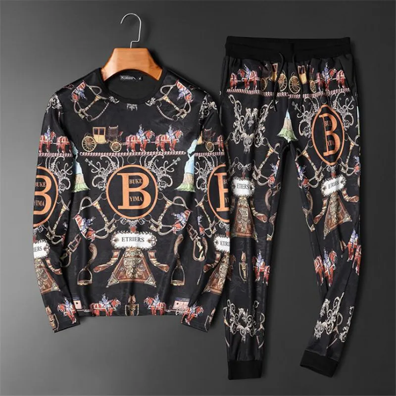 Большой мужской спортивный костюм эластичный хлопковый высшего качества для