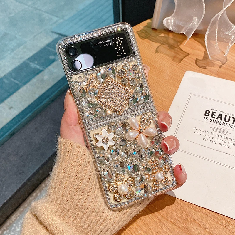 

Роскошный блестящий чехол со стразами для телефона Samsung Galaxy Z Flip 3 "сделай сам", портативный браслет с бриллиантами, чехол для Galaxy Z Flip 4