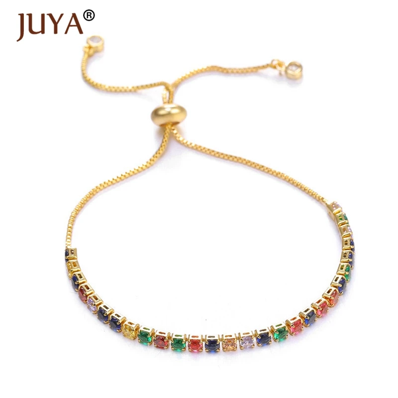 Pulseras mujer 2019 Женская мода Радуга Цвет Золото Серебро Регулируемая цепь AAA