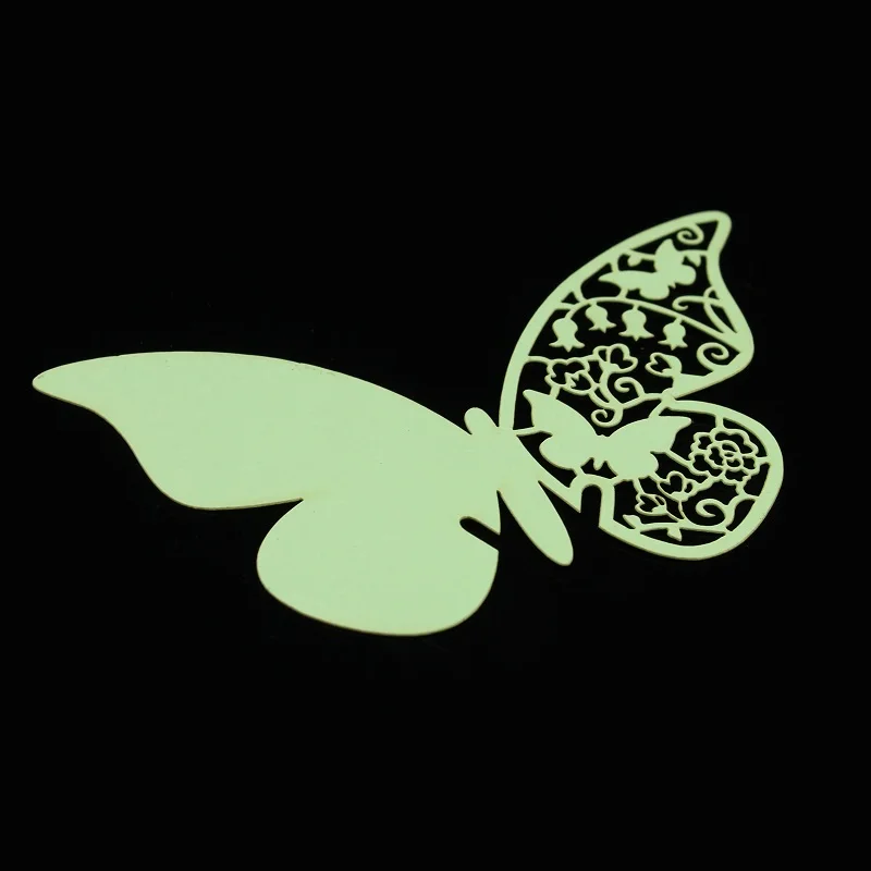light green 50 шт./компл. оптовые поставки Свадебные Бабочка карточка с именем и местом для Свадебная вечеринка Настольный декоративный бокал для вина вечерние события - Цвет: light green