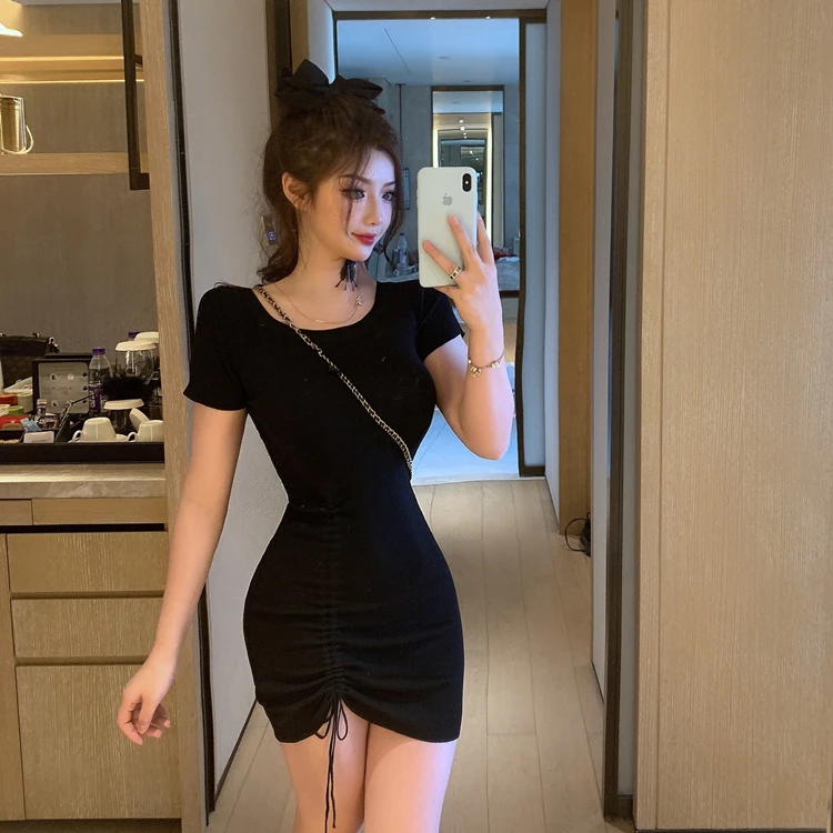 Новинка лета 2020 корейский стиль во французском стиле ретро облегающий трикотаж