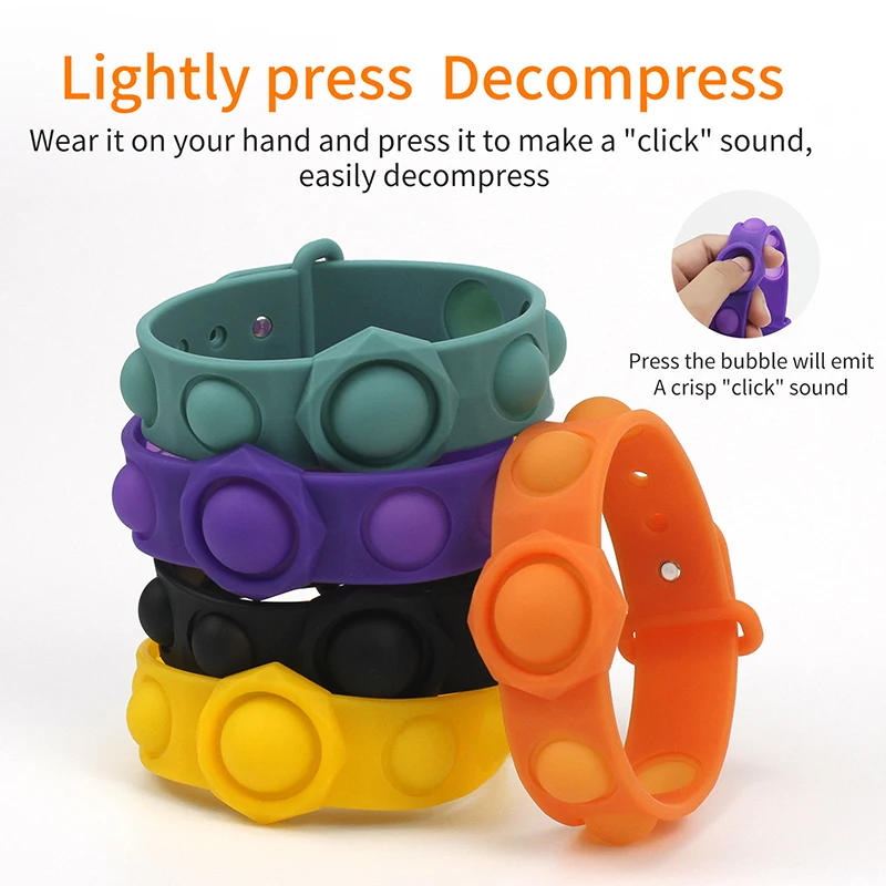 

1pc Decompression Bracelet Fidget Simple Dimple Toys Stress Relief Kids Adult Toys Take Anti-Stress Toys