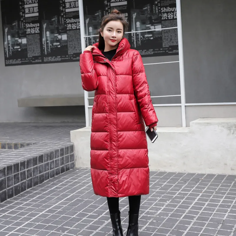 Women Long Down Jacket Hooded White Duck Downr Jackets Winter Warm Coats And Parkas Female Outwear
