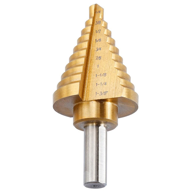 

Step Drill Cone Drill Bits, High Speed Steel 10 Steps 1/4 to 1-3/8 inch