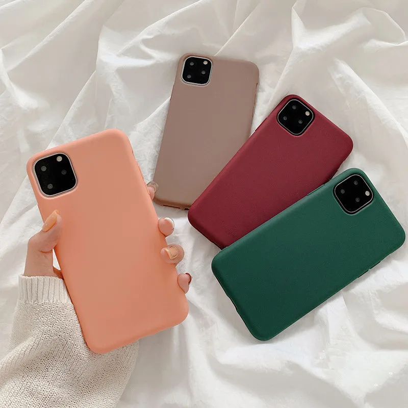 

Retro DIY material Plain Dark green Phone case For iPhone 11 Pro MAX XS XR X case silicone cover For iPhone 7 8 6 6s Plus Case