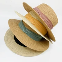 summer women wide brim straw hat chapeau paille lady ribbon sun hats boater panama beach hats feminino hat kentucky derby ascot
