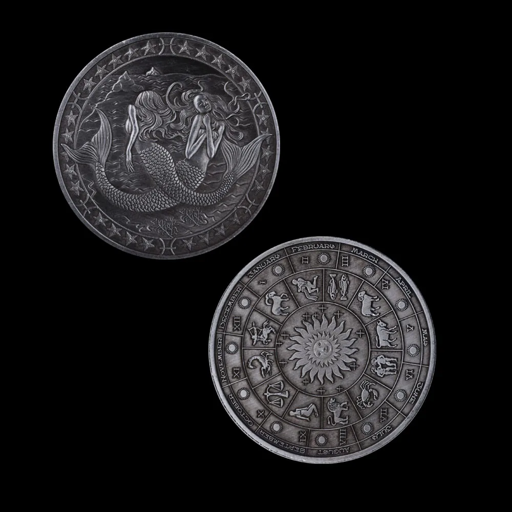 Exquisite 2019 New Retro Alloy 12 Constellation Pisces Commemorative Coin 5 Pieces / Set Coins Collectibles Gift | Дом и сад
