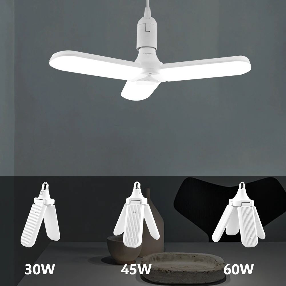 

Foldable Fan Blade 30/45/60W Led Bulb Lampada E27 Angle Lamp Creative Garage Deformable Fixture Adjustable Home Ceiling Light