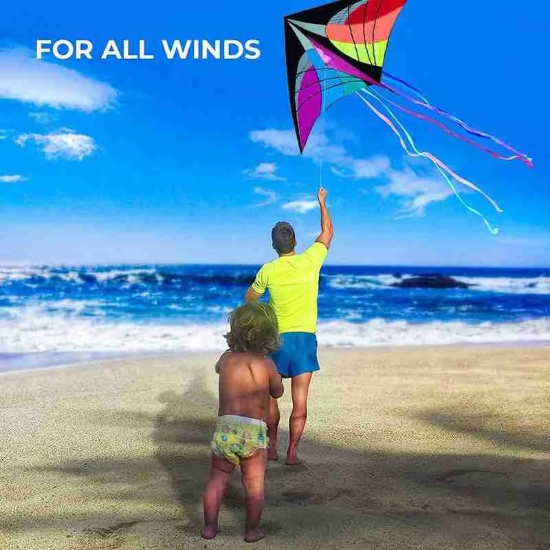 Outdoor Triangle Kite Flying Toy Fun Large Size Single Kids Triangle 30m Toy Flying Kite Long With Line Outdoor String Kite S7J1-2