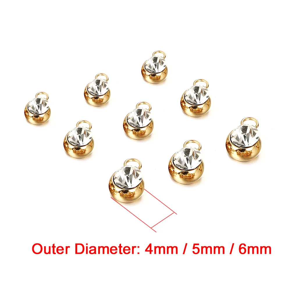 20 шт./лот золотой цвет очаровательыне нержавеющие блестящий Круглый Хрустальные