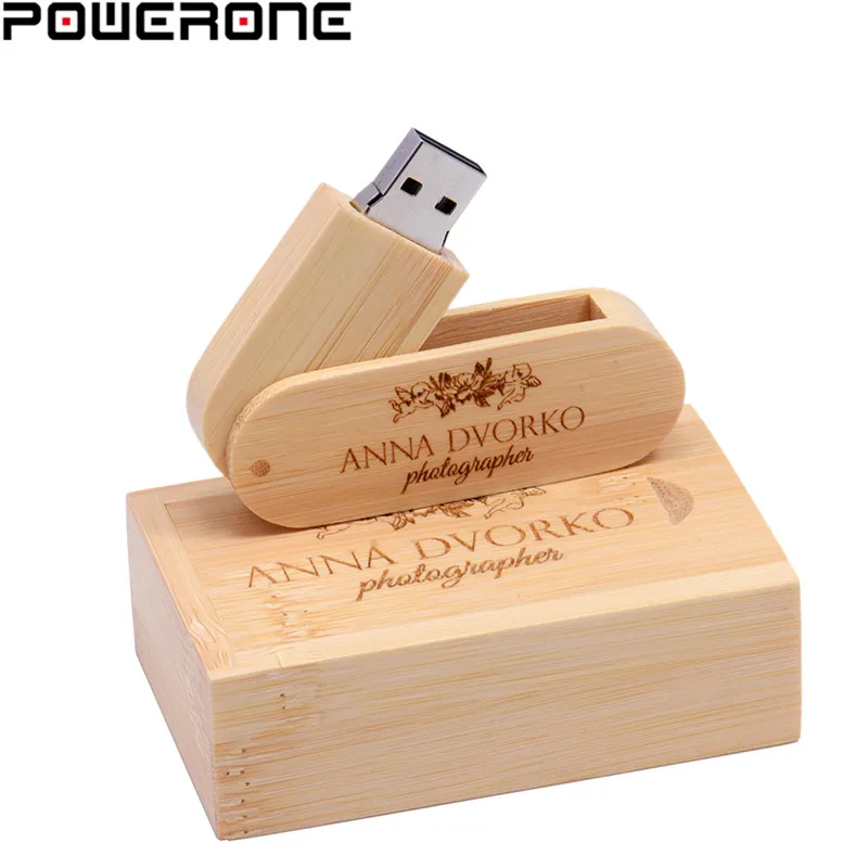 POWERONE Бесплатный Пользовательский логотип деревянный портативный USB флеш