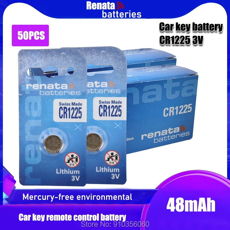 50 шт. Рената CR1225 3V литиевая батарея монета Батарея CR 1225 LM1225 BR1225 аккумуляторы