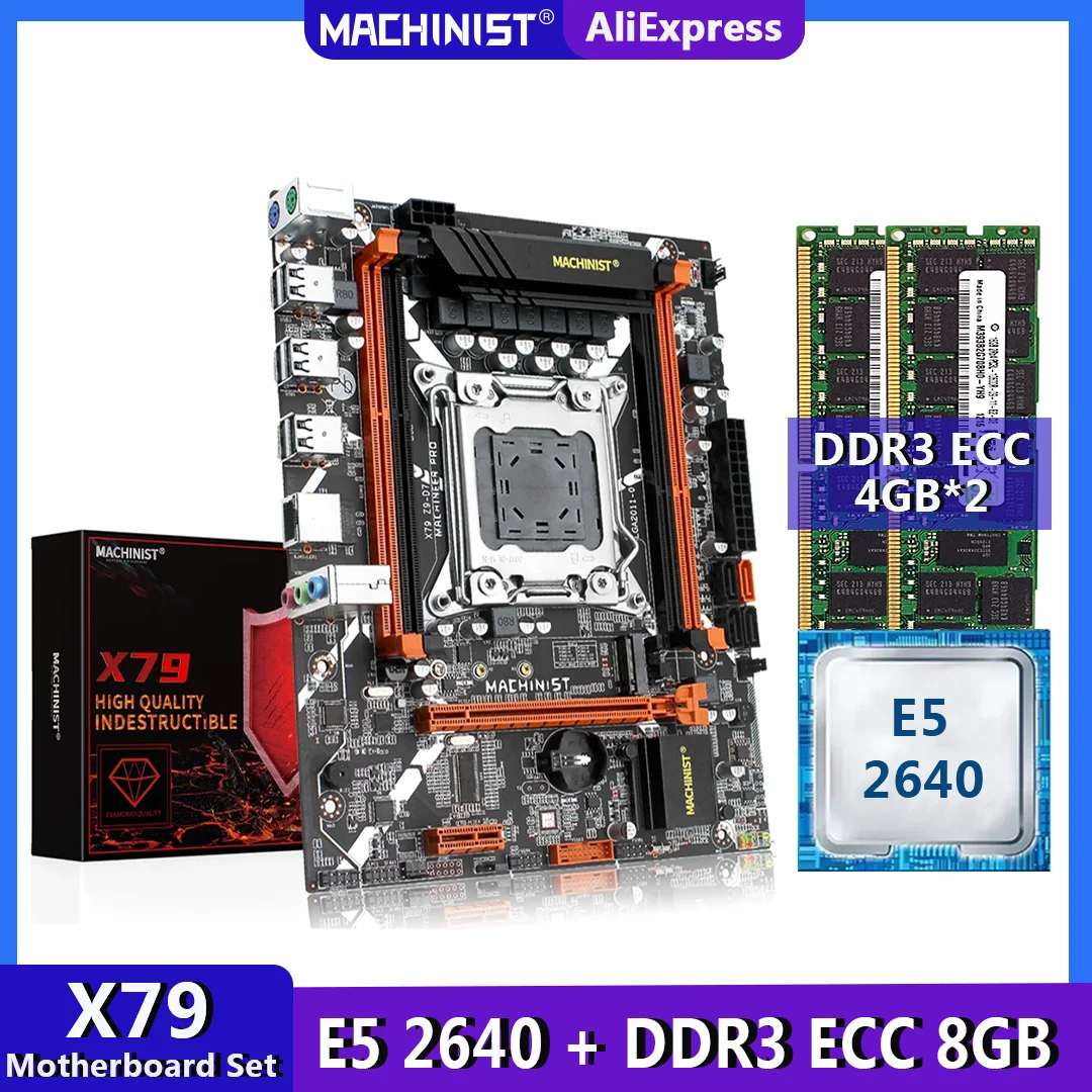 

MACHINIST X79 Kit Motherboard LGA 2011 Set With Xeon E5 2640 CPU Processor 8GB(4G*2) DDR3 ECC Memory RAM NVME M.2 X79-Z9-D7