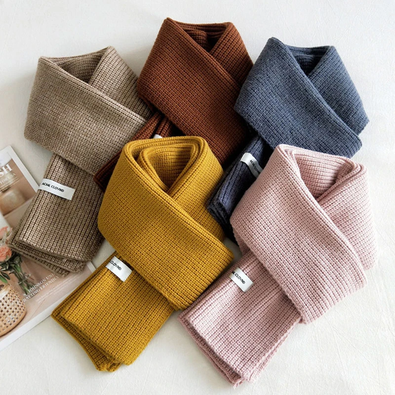 

Men's And Women's Winter Scarves Solid Color Multi-color Warm Scarf Double-sided Knitted Scarf Neutral Decorative Neckerchief