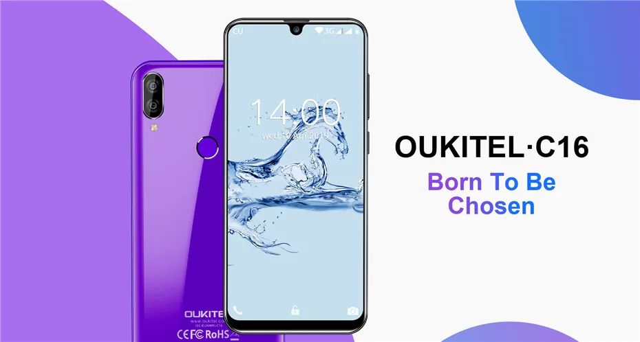 OUKITEL C16, 5,71 дюйма, 19:9, дроп, смартфон, Android 9,0, MT6580P, 2G ram, 16 ГБ rom, 2600 мАч, отпечаток пальца, двойная задняя камера, мобильный телефон