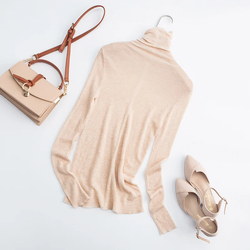 

100% Pure Wool Knit Soft Slim Turtleneck Sweater Long-Sleeved Pullover 2020 Autumn/Winter Fashion New Women's Wear Clothes