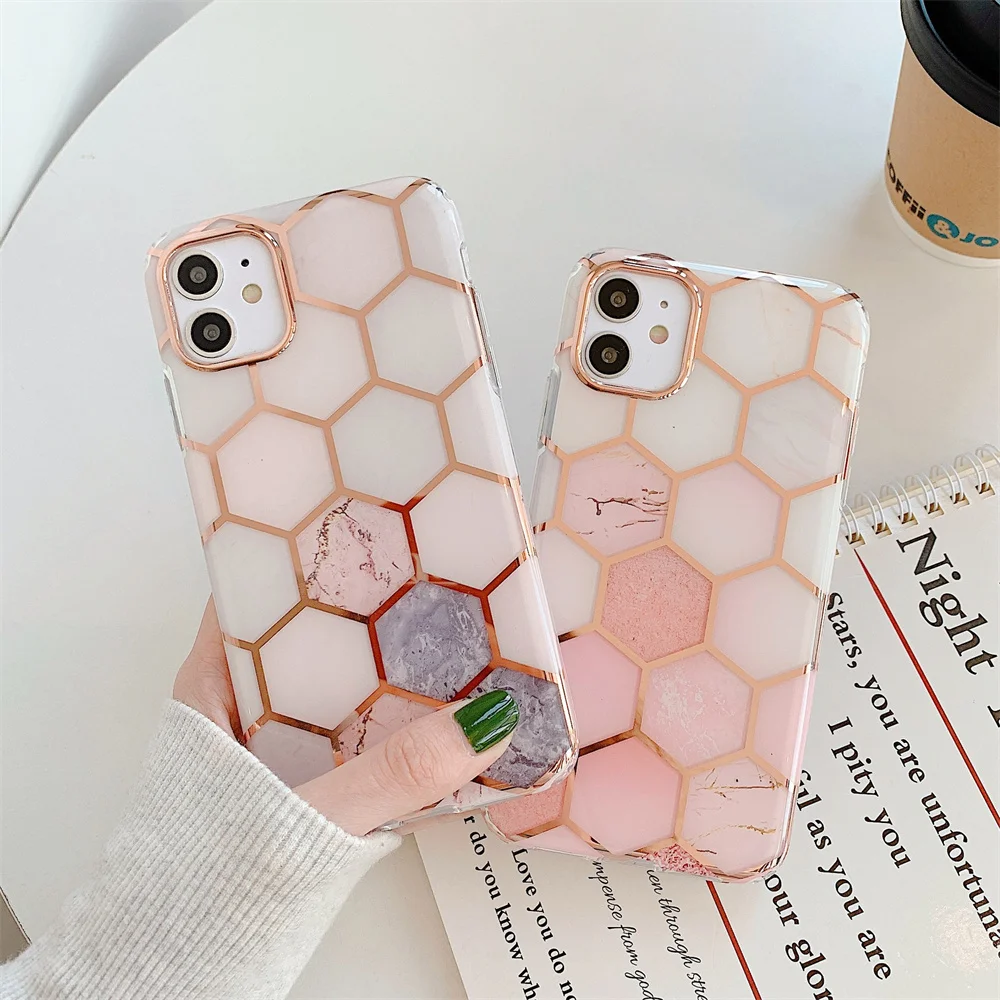 

Fashion Luxury Splice Marble Phone Case For iphone 11 12 13 mini Pro Max XS Max X XR 7 8 Plus SE 2020 Shockproof Cases Cover