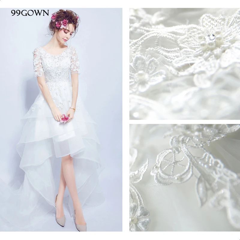 99 платье 2021 простое свадебное с коротким рукавом Кружевное сатиновое фатиновое