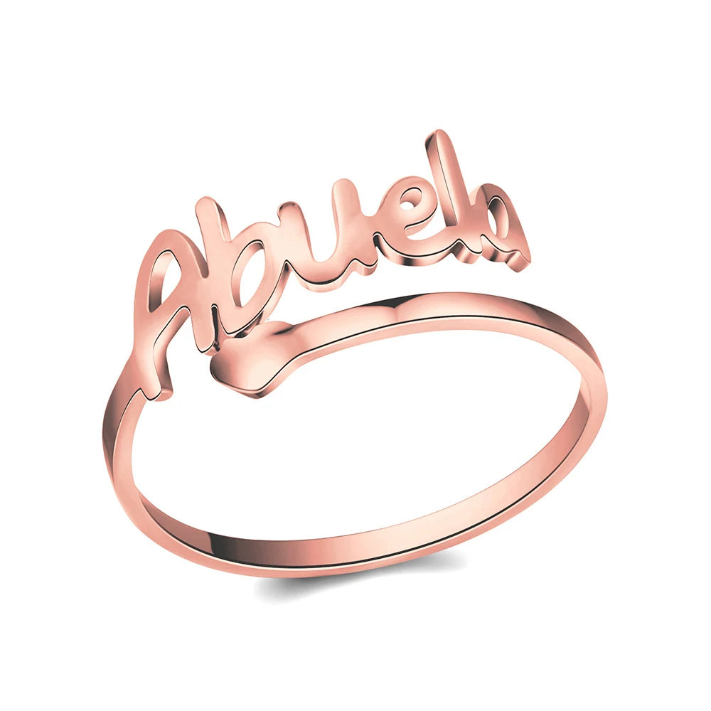 Abuela rose gold SKQIR серебряное Регулируемое Кольцо Love MAMA 4 цвета 316L кольца из нержавеющей стали женские ювелирные изделия подарок на день рождения матери - Цвет основного камня: Abuela rose gold