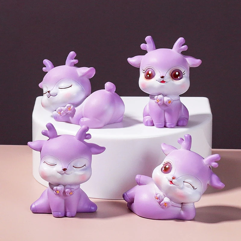 Статуя животного симпатичный орнамент оленя из смолы в различных положении