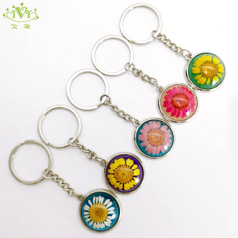 Прозрачный синий мешок Шарм сушеный брелок &quotЦветок&quot подарок цепочка для