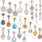 1 шт. хирургические Сталь цветок пупка кольца 14Gcrystal кольцо для пупка пирсинг пикантные кольцо-пирсинг для пупка живота Бар ювелирные изделия