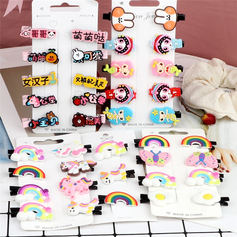 Заколки для волос в виде животных радужных заколки с единорогом 10 шт. |