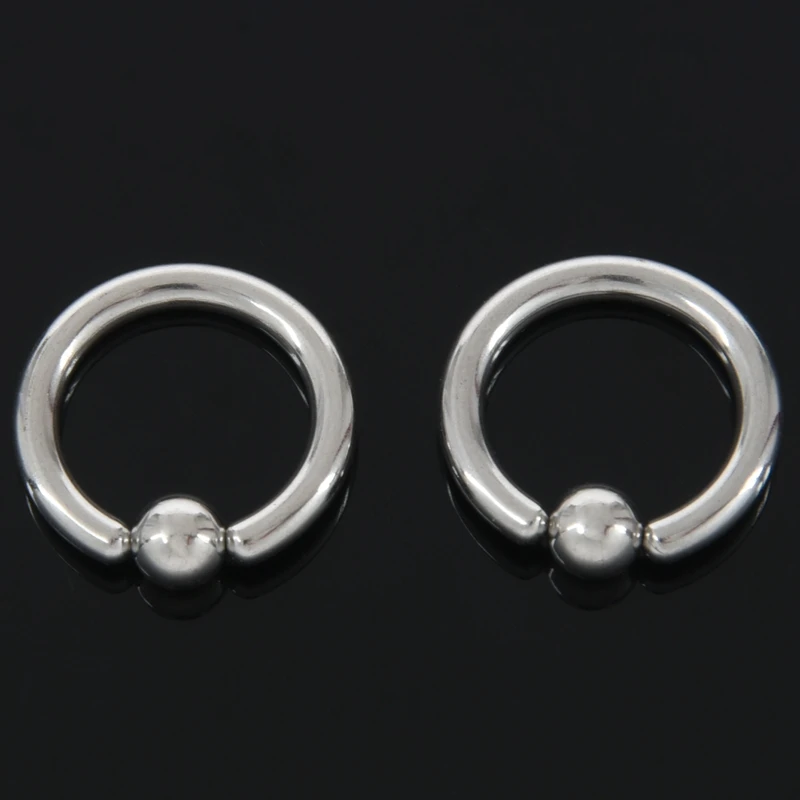 

1 pair Stainless Steel Captive Bead Ear Rings Hoop BCR Studs Piercing Jewelry Steel color