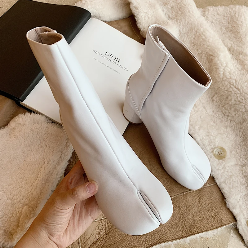 

SKLFGXZY New Chelsea boots Genuine leather Female boots ankle Women's boots Toes separated cowhide shoes Size 34-41