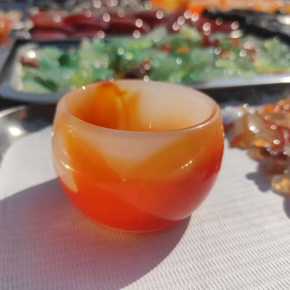 

Чаша из агата ручной работы, украшение из кристаллов, сердолик, 1 шт.