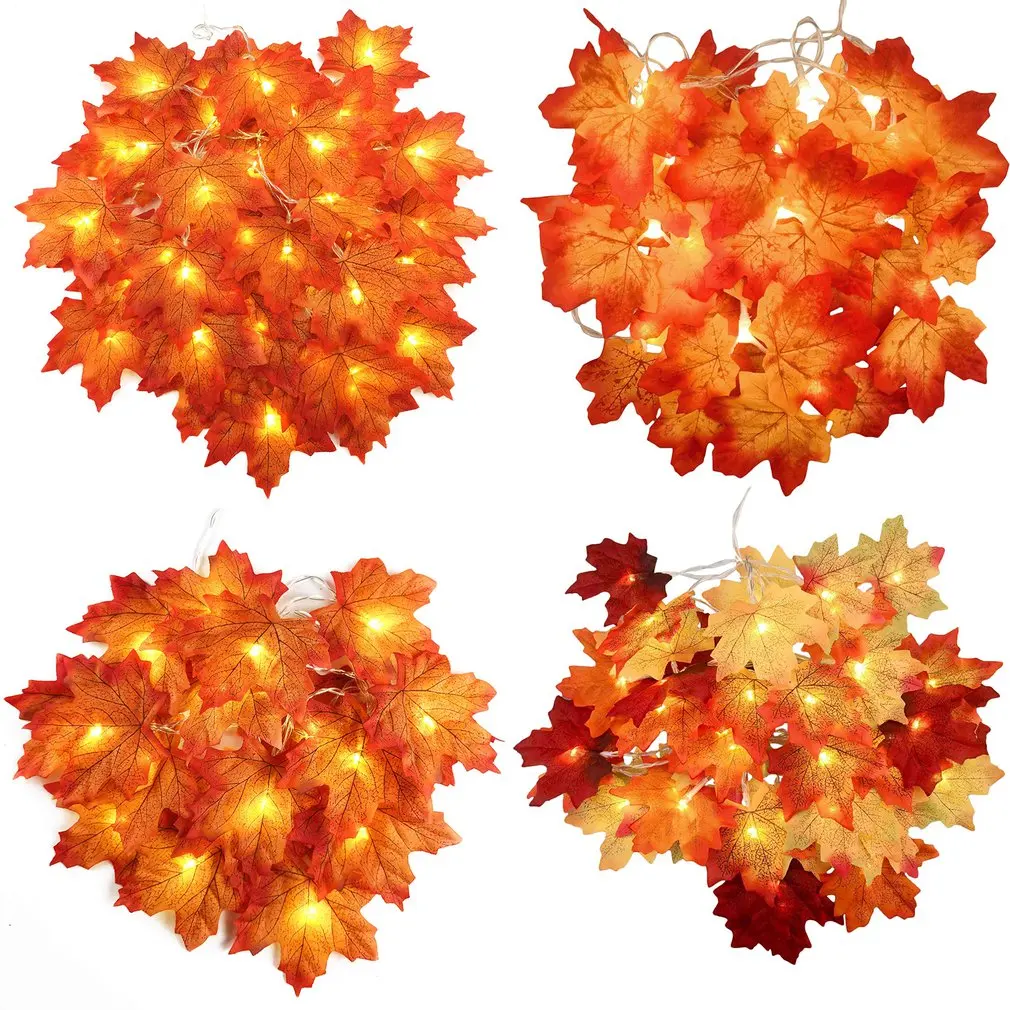 

Christmas Wreath Decorated Maple Leaf Lamp String Thanksgiving Decorations Orange Light Outdoor Interior Decoration
