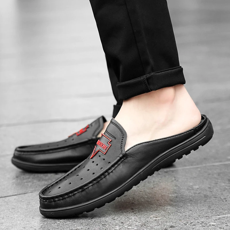 Мужские летние тапочки повседневная обувь из натуральной кожи мужские уличные