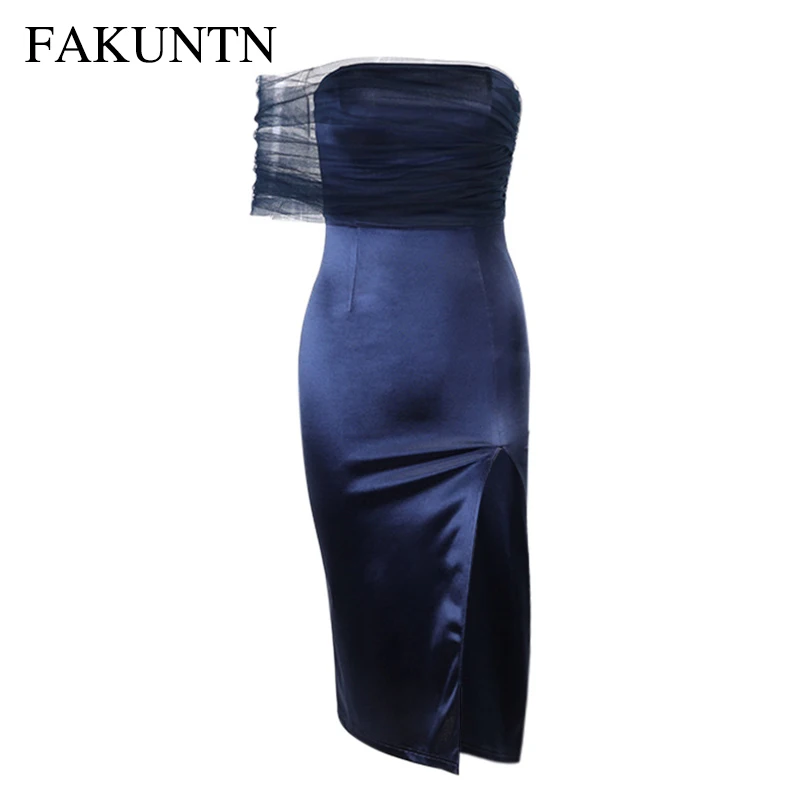 

Party Dress 2021 Women Birthday Outfits Sexy Elegant Robe Satin Split Prom New year's Dresses 2021 Women Clothing