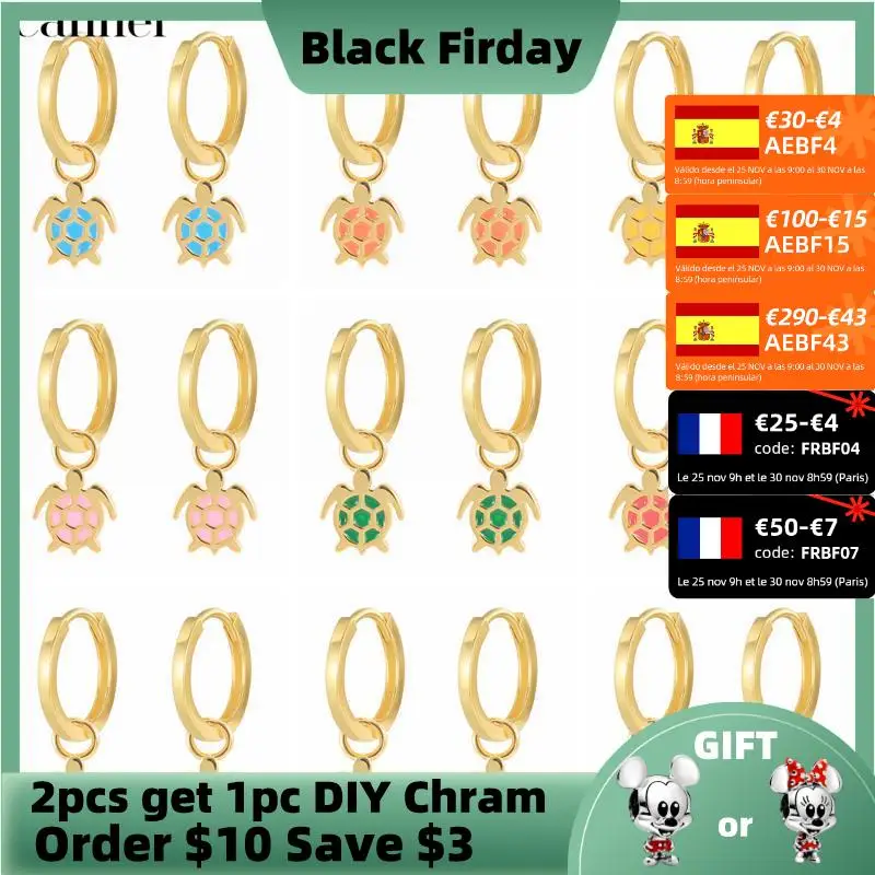 

CANNER Design 925 Silver Little Turtle Hoops Earrings for Women Charming Enamel Huggie Fashion Earring Jewelry Brincos 2021 Gift
