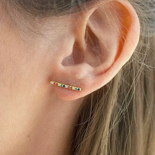 Женские Модные Разноцветные серьги-гвоздики из стерлингового серебра 925 пробы с