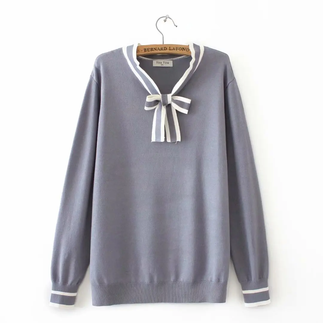 Essential Sweaters Women Autumn Plus Size Casual Fashion Slim Long Sleeve bowknot Knitting Pullovers E2-9506 | Женская одежда