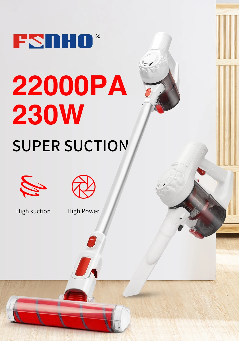 FUNHO 230 Вт пылесос беспроводной ручной 22000PA беспроводной Стик аспиратор мощная зарядка с большой емкостью пылеуловитель
