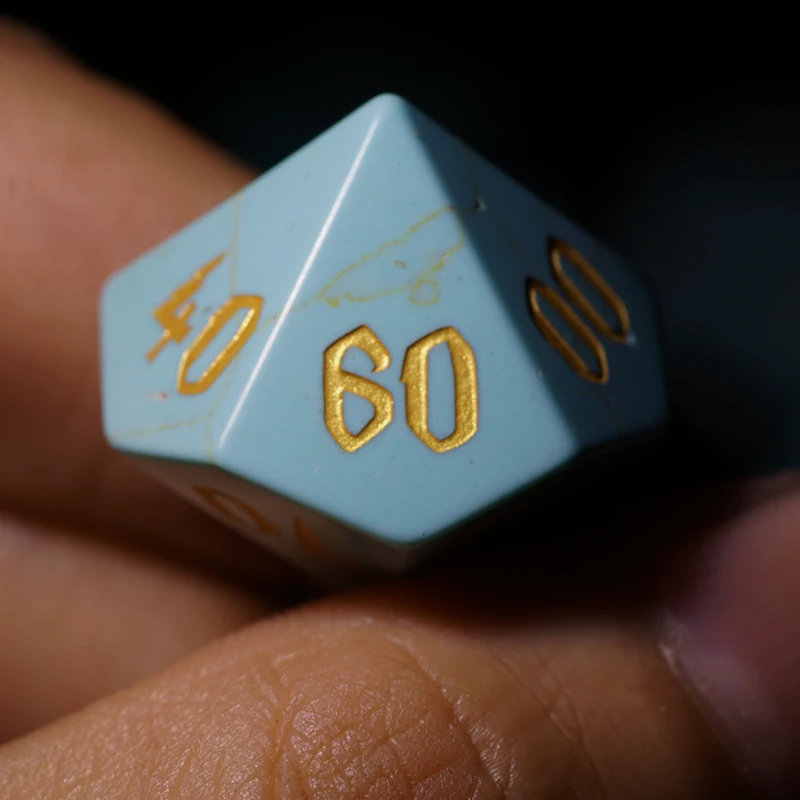 

7pcs Natural Turquoise Multifaceted Dice D&d D4 D6 D8 D10 D% D12 D20 TRPG Games Dice Set Board Game DND Role Playing Game Dice