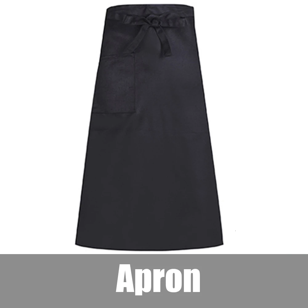 Apron 6 Сплошной цвет длинный рукав шеф Униформа унисекс высокого качества поварской китель отель, ресторан, кафе хлебобулочные волосы салон рубашка официанта - Цвет: Apron 6