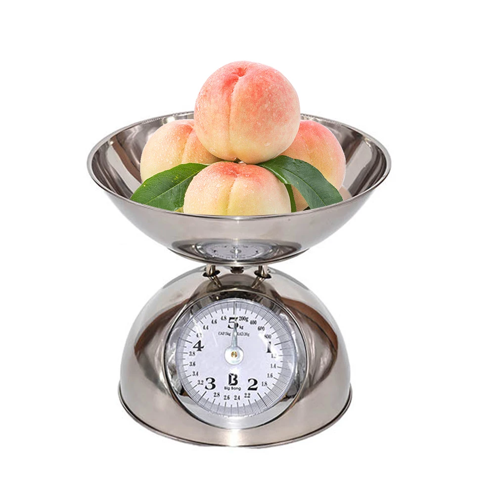 

5kg Restaurant Mechanical Type Retro Cooking With Bowl Food Weighing Home Measuring Tool Kitchen Scale Accurate Stainless Steel