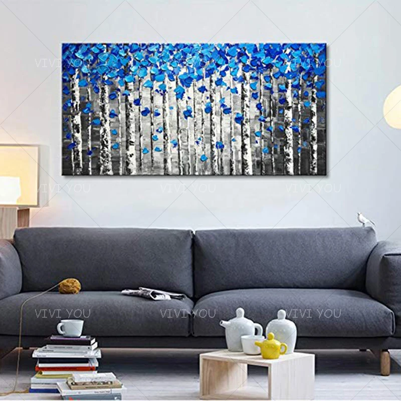 100% ручная роспись цветные деревья абстрактная картина маслом холст украшение на
