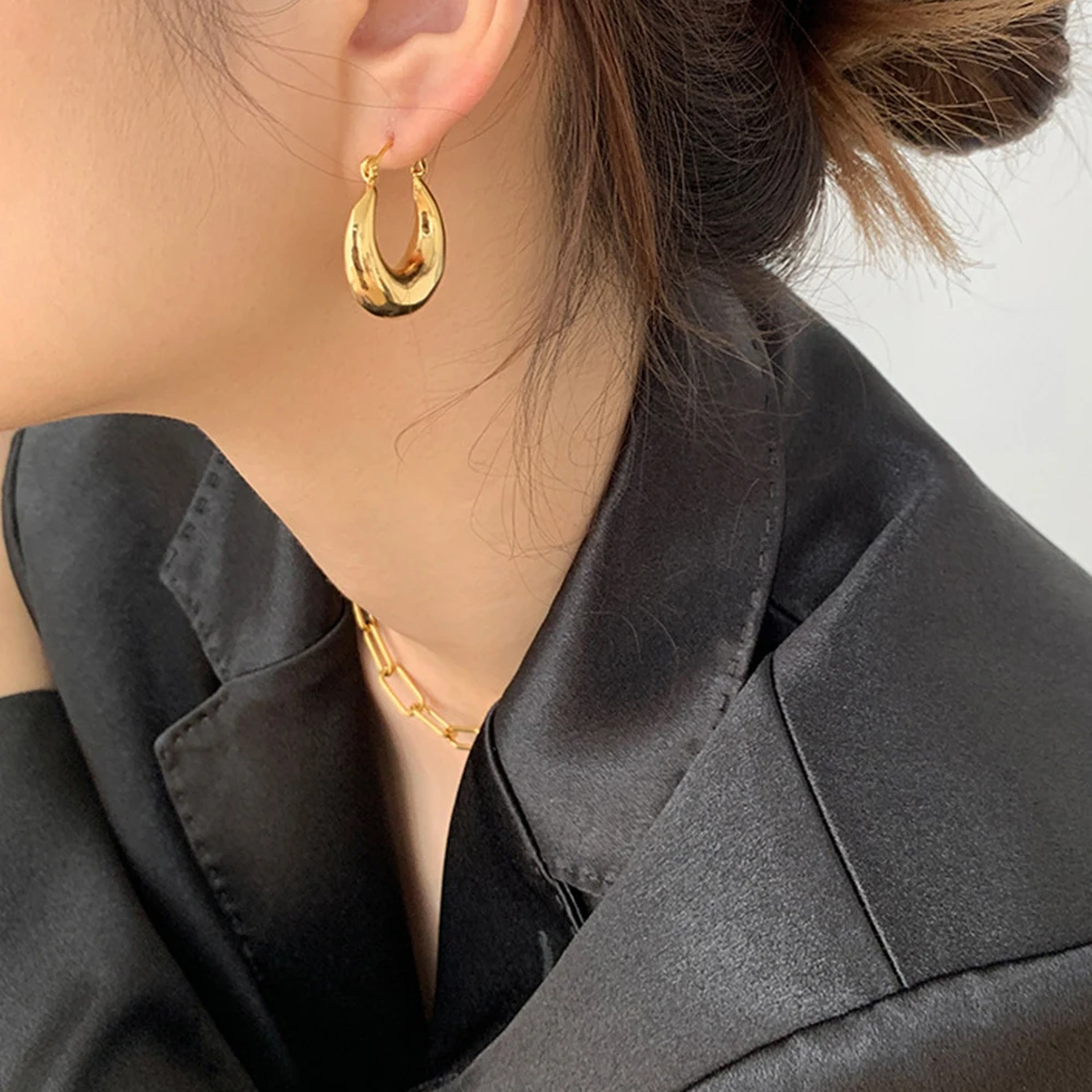 Серьги-кольца из титановой стали женские классические круглые украшения для